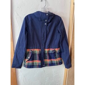 Marmot For Life Hooded Jacket Navy Plaid Lined Size S